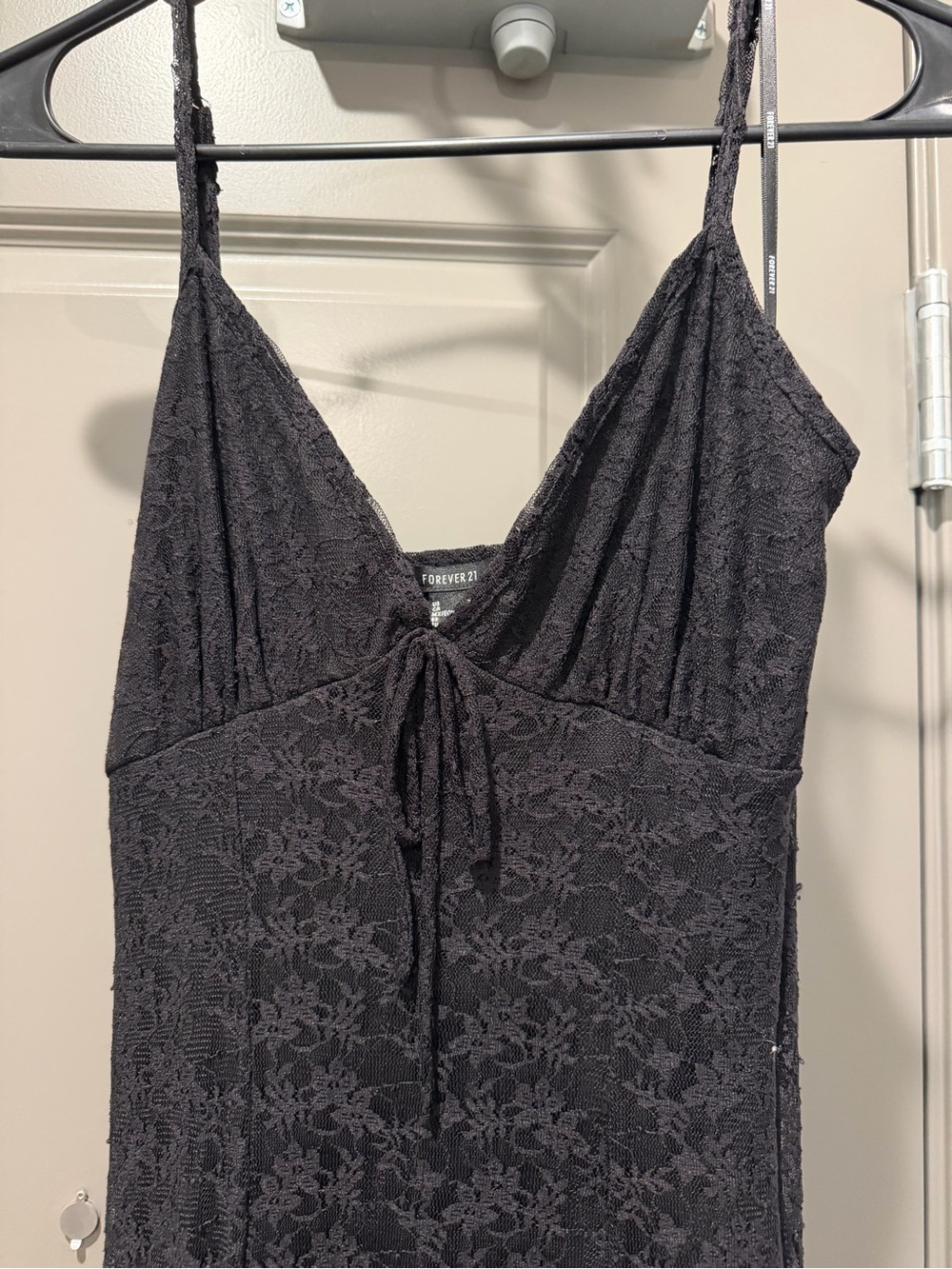 Forever 21 Black Lace Tie-Front Slip Dress